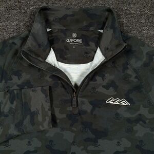 G/Fore Mens Small Green Camo Desert Springs Golf 1/4 Zip Pullover G4MS22K78